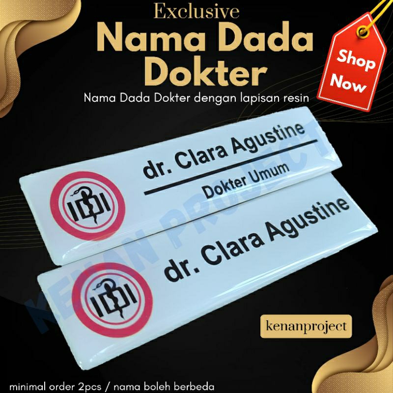 Nama Dada Dokter / Name Tag Dokter IDI / Nama Dada Dokter / Nama Dada Resin / Nama Dada