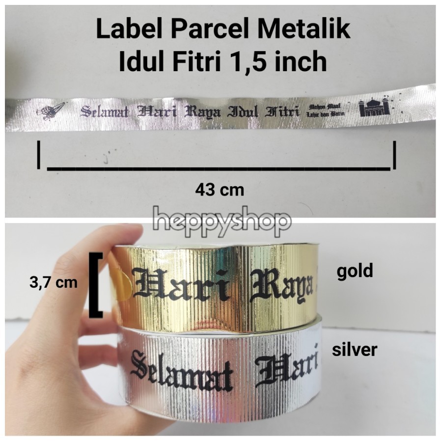 

READY STOK] Label Parcel Metalik Idul Fitri 1,5 inch, Pita Idul Fitri Metalik 1,5