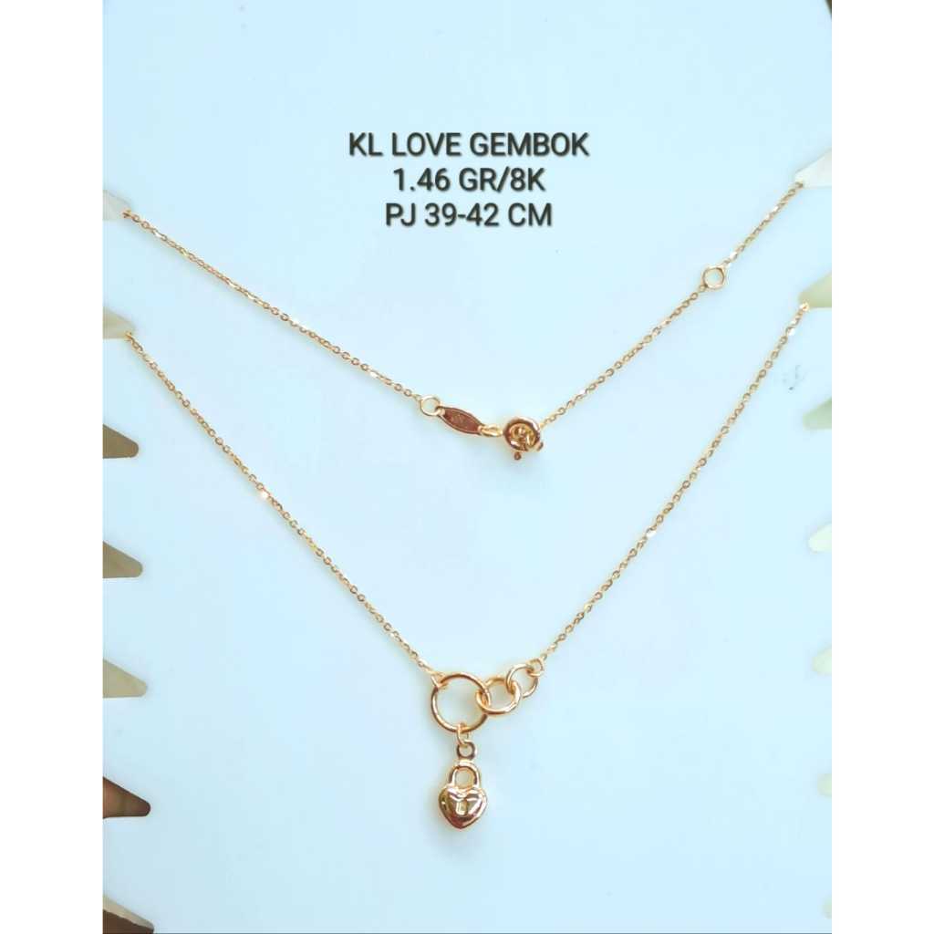 Kalung fashion love gembok kadar 375 8k
