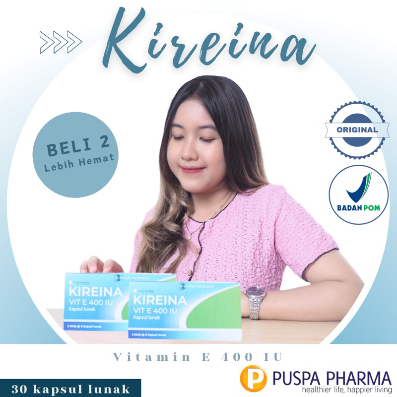PROMO HEMAT Kireina Vitamin E 400 IU ( DAPAT 2 BOX ) - Untuk daya tahan tubuh dan kelembapan kulit
