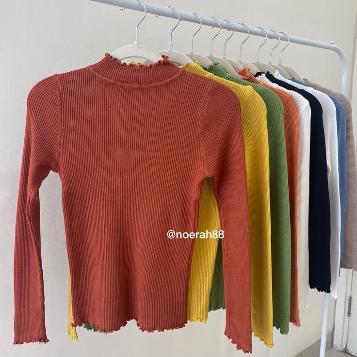 Terlaris  Inner rajut turtleneck inner Manset Rajut Wanita Lengan Panjang manset keriting manset kri