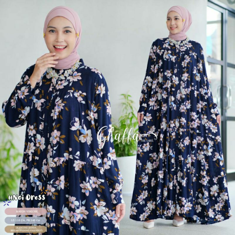 NOI #4 DRESS ORIGINAL GHAFFA THE LABEL // Maxy Dress Rayon Viscose Gamis Jumbo Motif Terbaru