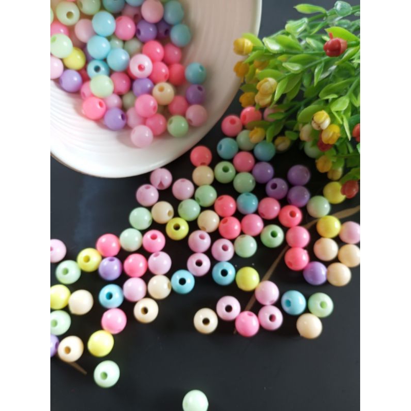 Manik Bulat Pastel Mote  Akrilik bulat susu