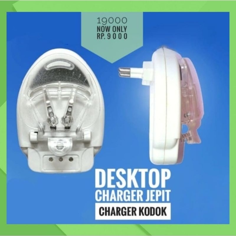 [ COD ] TERMURAH Desktop Charger Jepit Cas Kodok Casan Baterai Metalik White