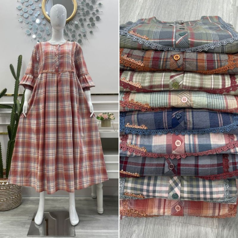 Midi dress renda kotak salvina ys / midi dress katun triset salvina ys