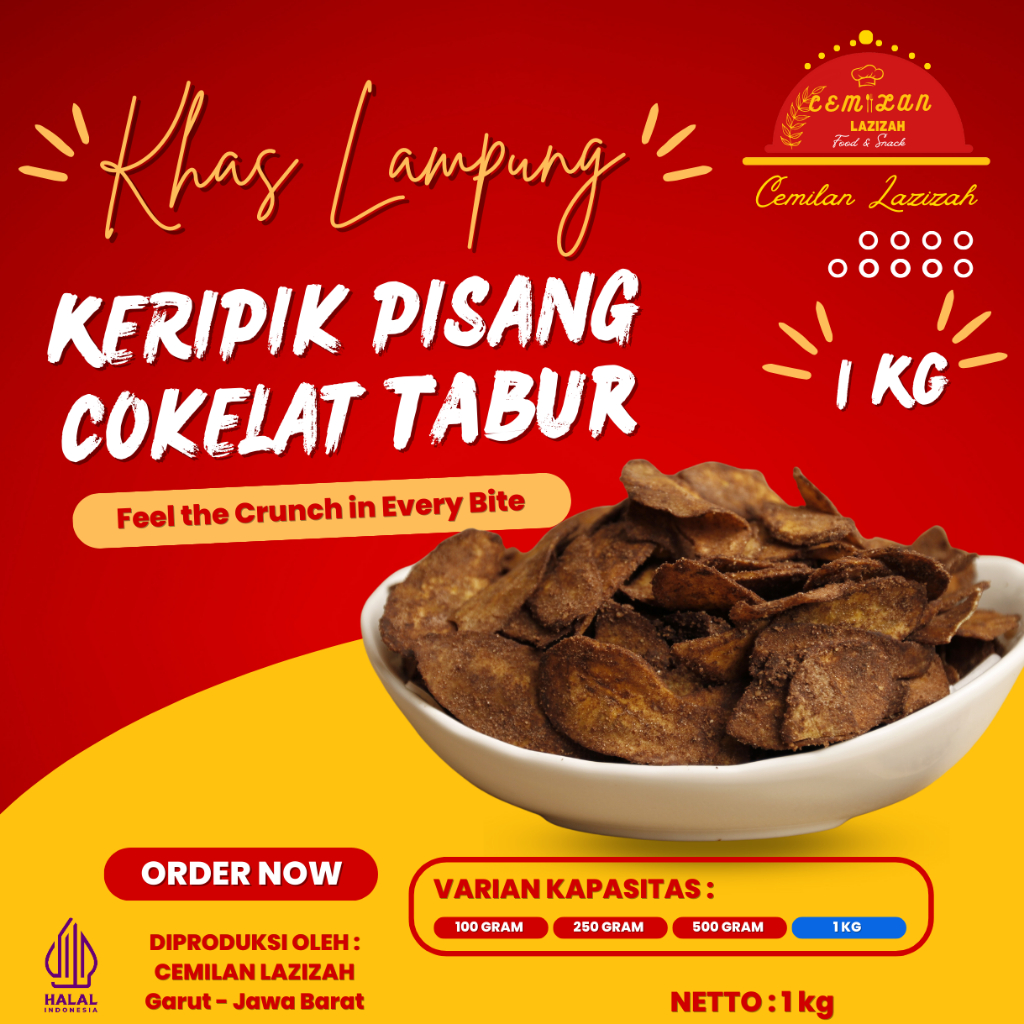 

1kg Keripik Pisang Cokelat Tabur Original Cemilan Manis Kiloan Snack Viral Jajanan Jadul Makanan Ringan Santai