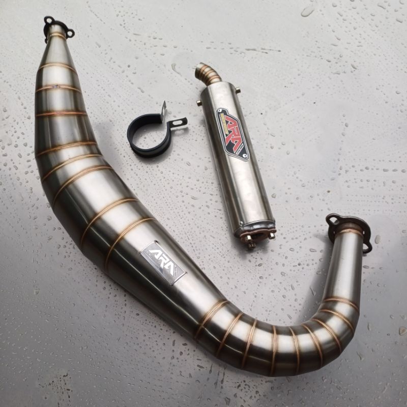 knalpot RX king kolong cobra full stainless ori Ara racing exhaust