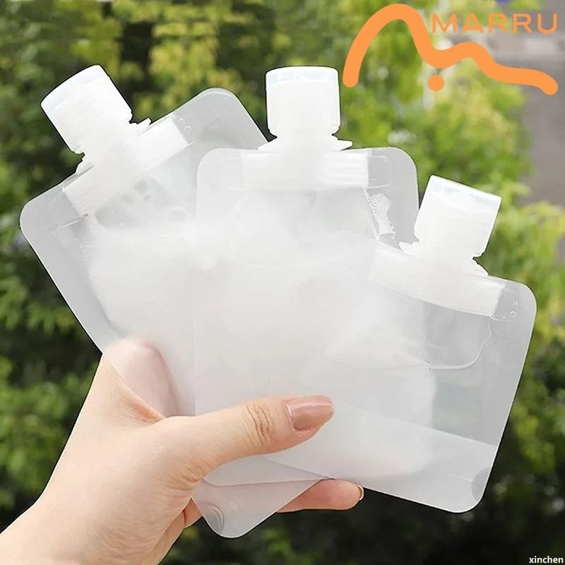 MARRU 30ml 50ml 100ml Travel Refillable Empty Spout Pouch Fliptop Cap Liquid Shampoo Shower Gel Loti