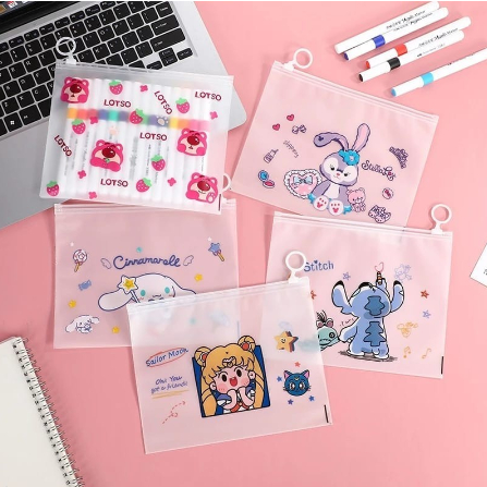 

TSN Tas kosmetik Transparan Unicorn Lotso Sanrio Melody Zipper dengan Gantungan Oanizer Alat Tulis Makeup Aksesoris Rambut