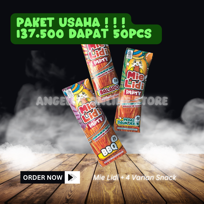 

Paket Usaha 50 PCS Snack Camilan Mie Lidi Grosir