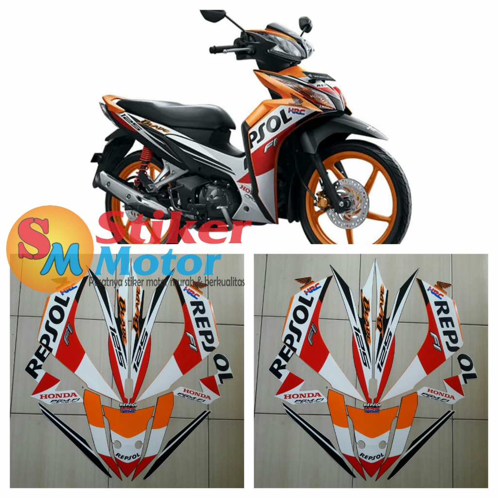 STRIPING STICKER LIS LES POLET BODY MOTOR BLADE REPSOL 125 FI 2014