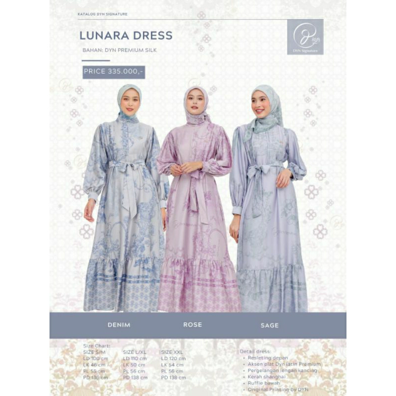 DYN Lunara Dress Silk Gamis Lebaran Sutra Kekinian