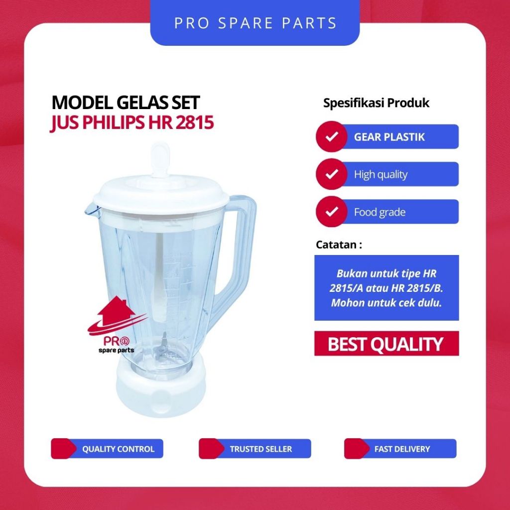 Model Gelas SET Blender Philips Lama HR 2815 - Sparepart Gelas Jus Blender Philips