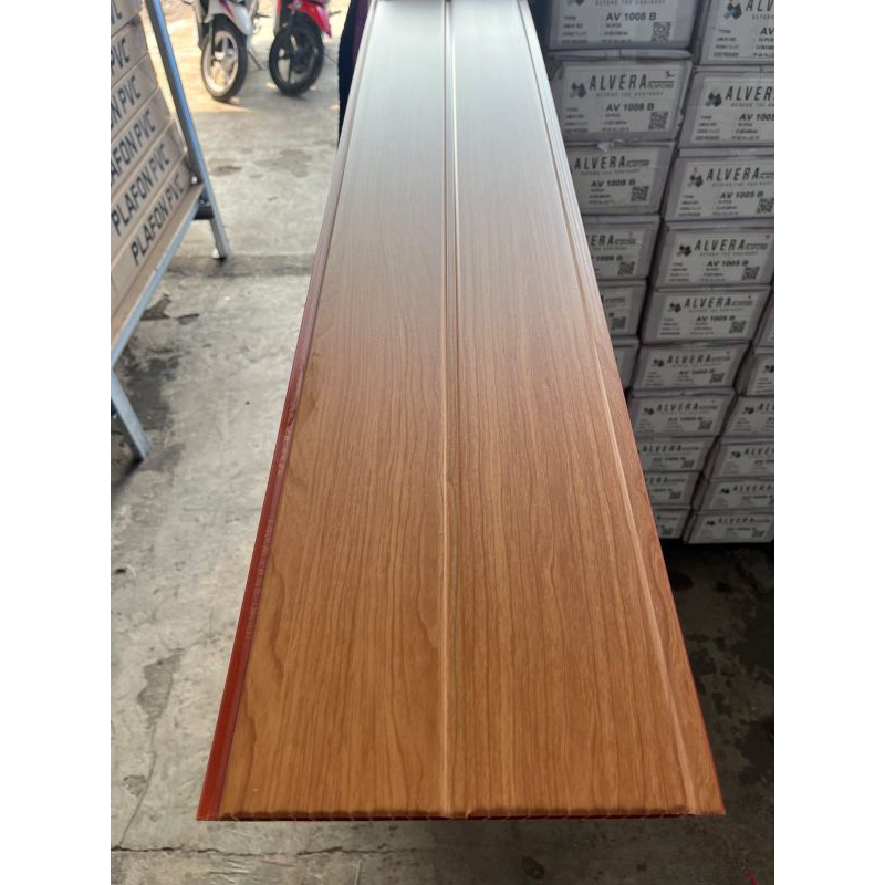 Plafon PVC serat kayu coklat tua doff 1005