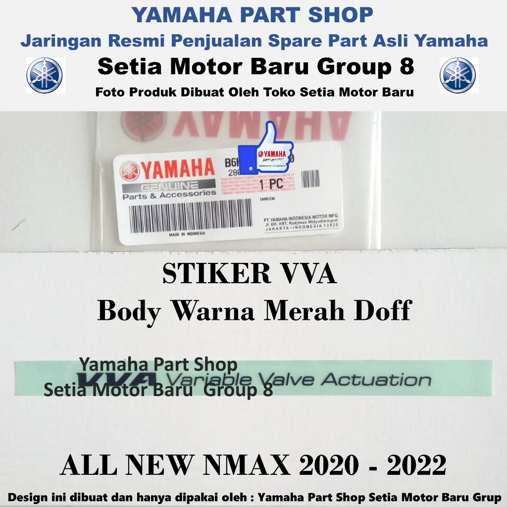 Stiker Logo VVA Body Warna Merah Doff All New N Max Nmax Asli Yamaha
