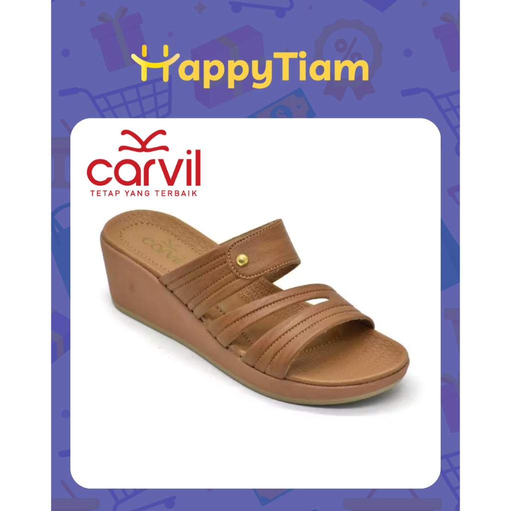 SANDAL WANITA CARVIL CHARISTA 02 STONE 36 - 40 ORIGINAL ~ SENDAL CEWEK WEDGES HEELS COKLAT HAK TINGG