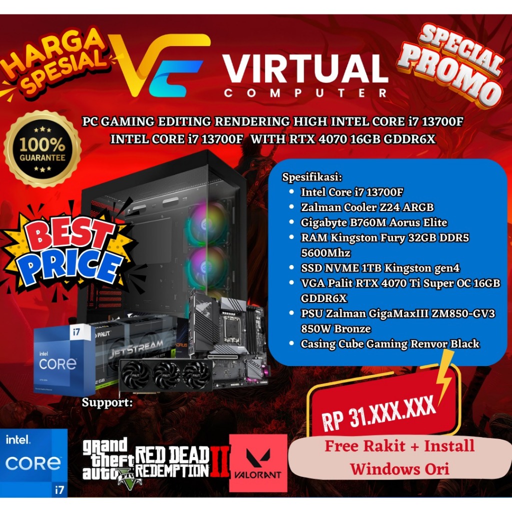PC GAMING EDITING HIGH i7 13700F| 32GB D5 | RTX 4070 Ti Super