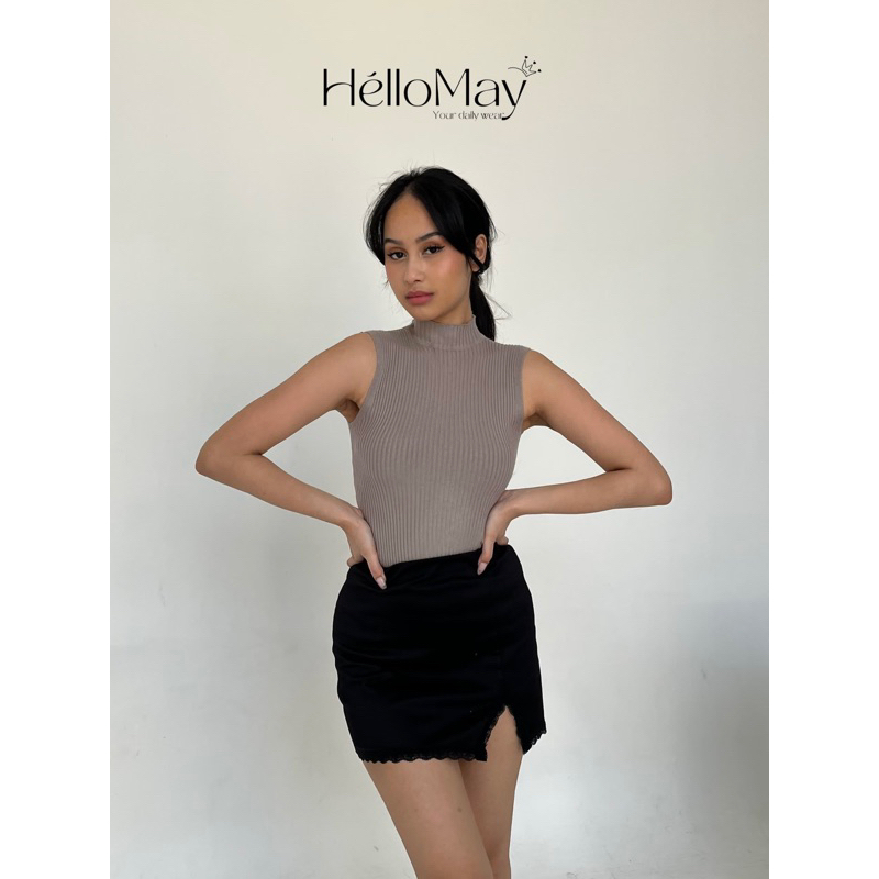 HELLOMAY - Luxe Tank | Tanktop TurtleNeck | Tanktop wanita | Atasan Wanita | Knit Import | Rajut wan