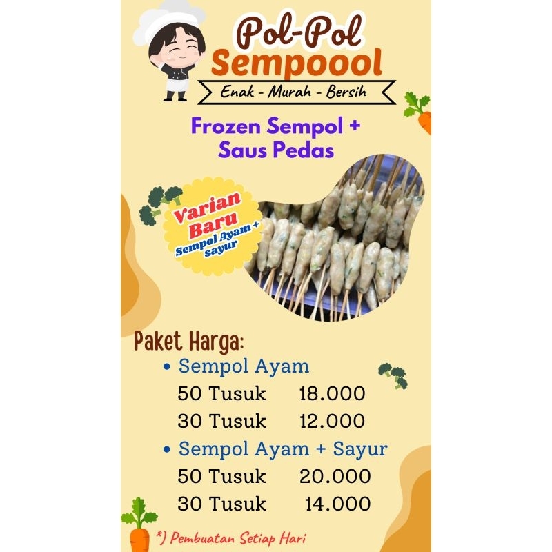 

Sempol Ayam dengan Sayur (30 tusuk)