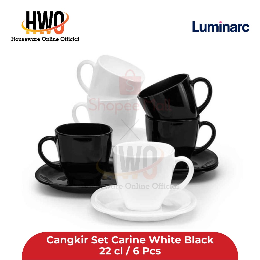 Luminarc Cangkir Set Carine White Black 22 cl / 6 pcs