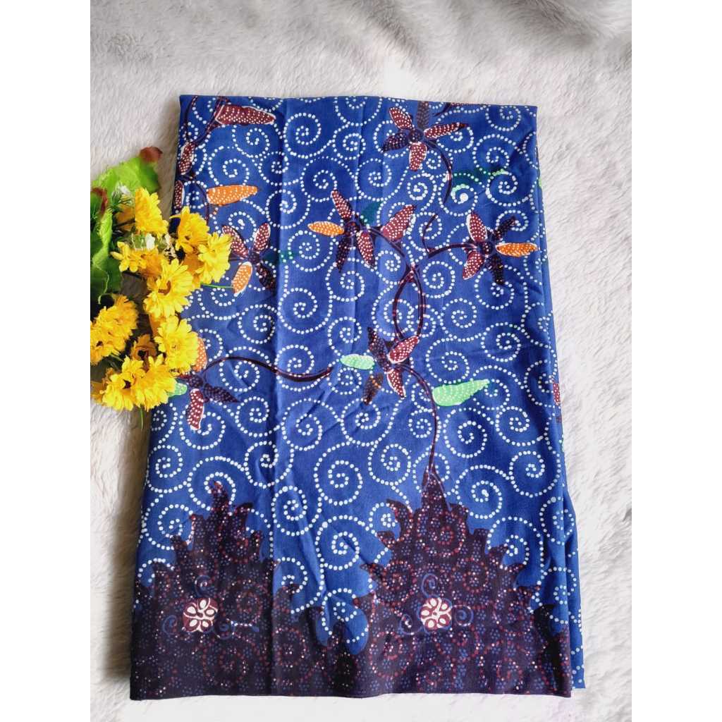 Jarik Lebaran Batik Motif Sulur Bunga Orange Kwalitas Premium