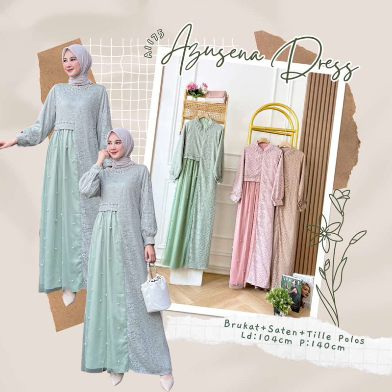 Azysena Dress Brukat / Dress Lebaran Terbaru 2024 / Dress Remaja / Dress Kondangan