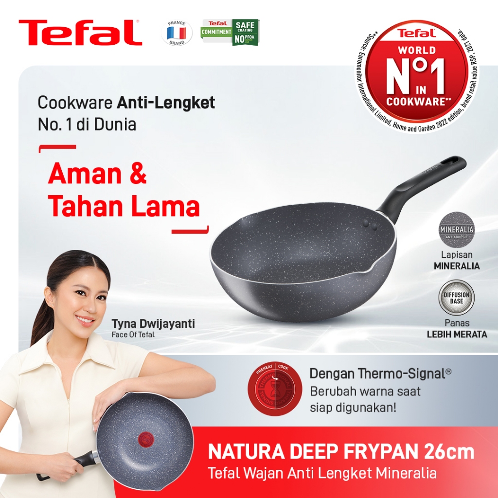 Tefal Wajan Anti Lengket / Penggorengan / Pan - Natura Deep Frypan 26cm - Garansi 1 Tahun