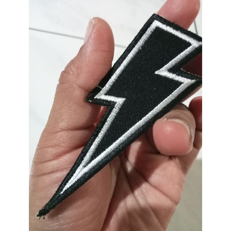 Patch bordir petir hitam tempelan baju