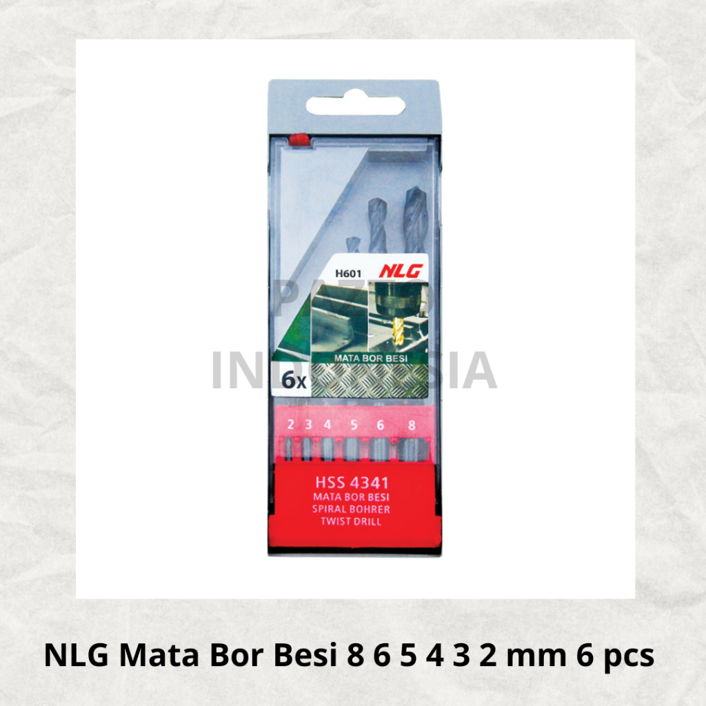 NLG Mata Bor Besi 8 6 5 4 3 2 mm 6 pcs Steel Metal Drill Set Original Terbaik