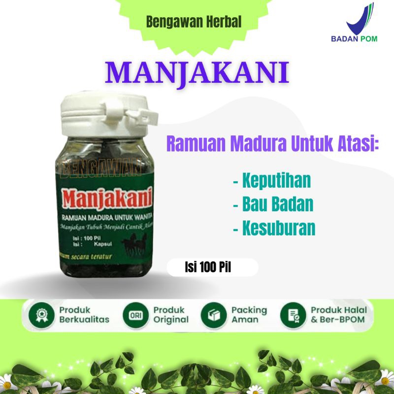 Pil Awet Muda Manjakani/ Jamu Ramuan Madura 100pil/ Suplemen Herbal Atasi Keputihan