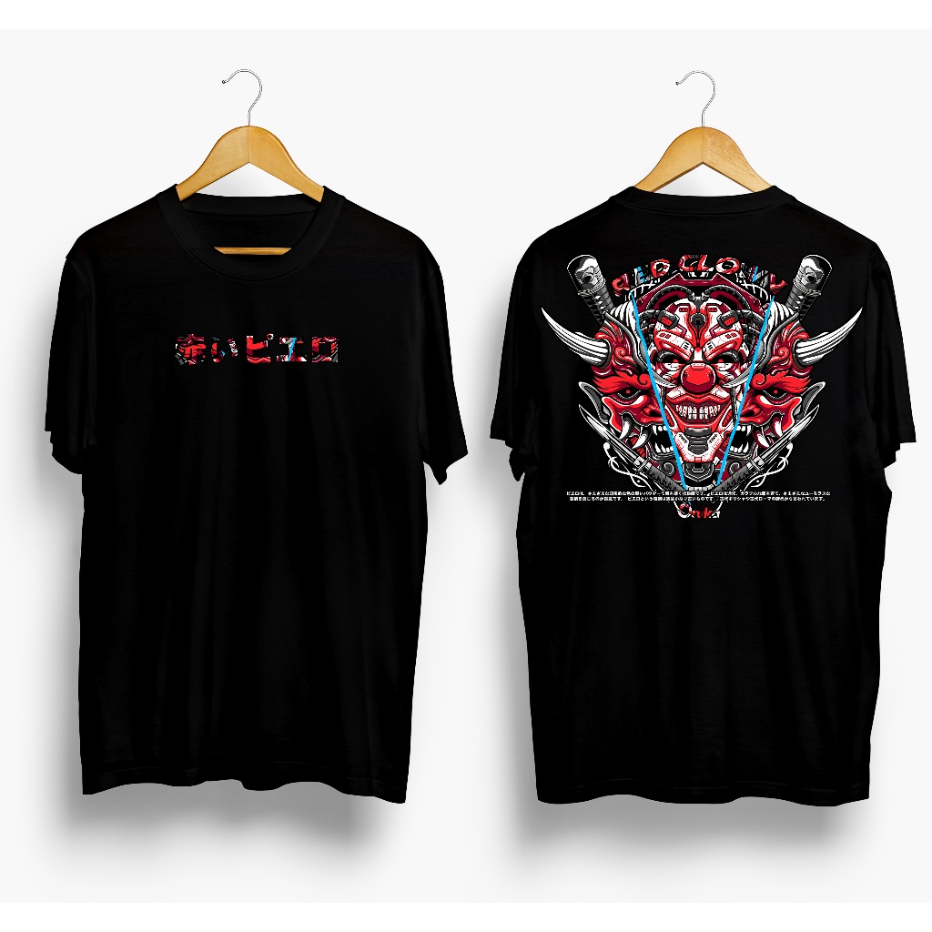 Baju Kaos Tshirt Jepang Distro Pria Wanita Keren Lengan Pendek Red Clown Terbaru Motif Sablon Dragon
