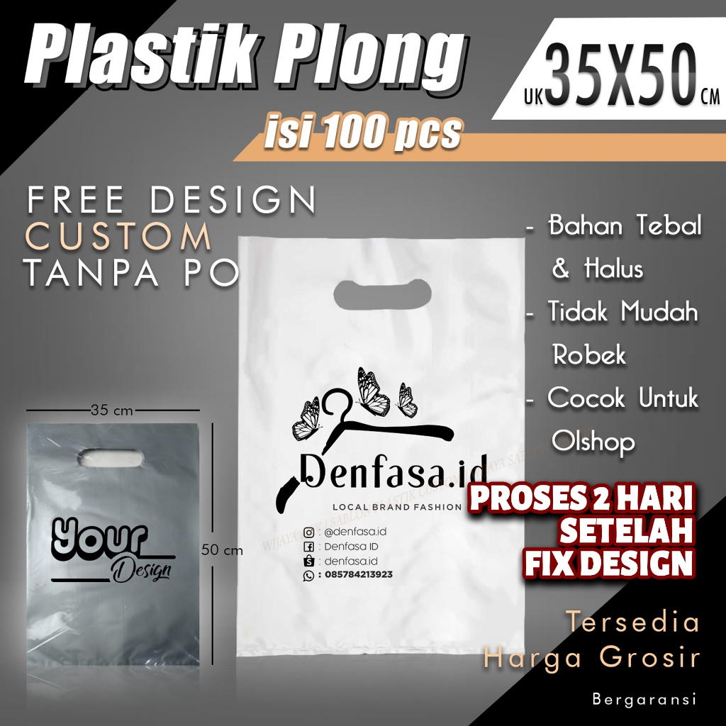SABLON PLASTIK 35X50 HD PLONG BESAR KANTONG TAS KRESEK OLSHOP POND CUSTOM PREMIUM GLOSSY KUAT MURAH