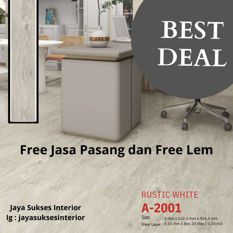 Lantai Vinyl Motif Kayu FREE JASA PASANG dan FREE LEM / m²