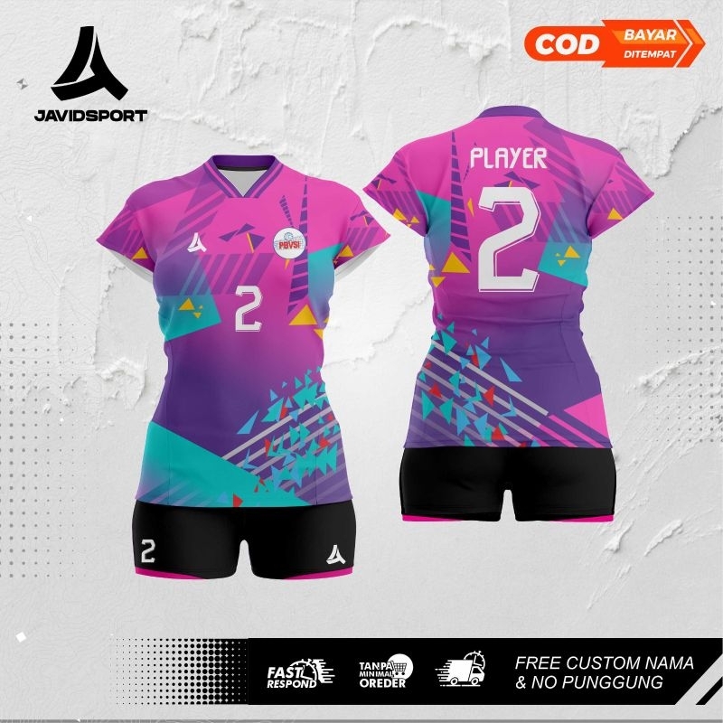 JERSEY VOLI CEWEK "DISCO" FULL PRINTING CELANA FREE NAMESET, LOGO, SPONSOR