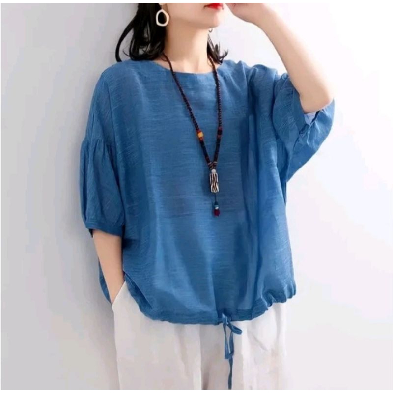 ATASAN BLOUSE WANITA KERUT BAWAH CASUAL FASHION TERBARU DAN KEKINIAN SIZE M/L/XL/XXL