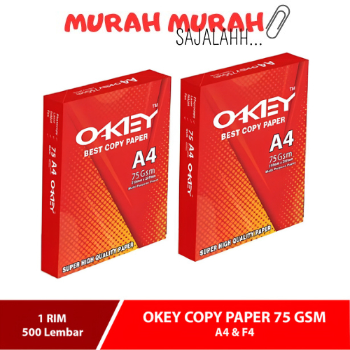 

Kertas HVS OKEY A4 75gsm Per Rim 500 Lembar