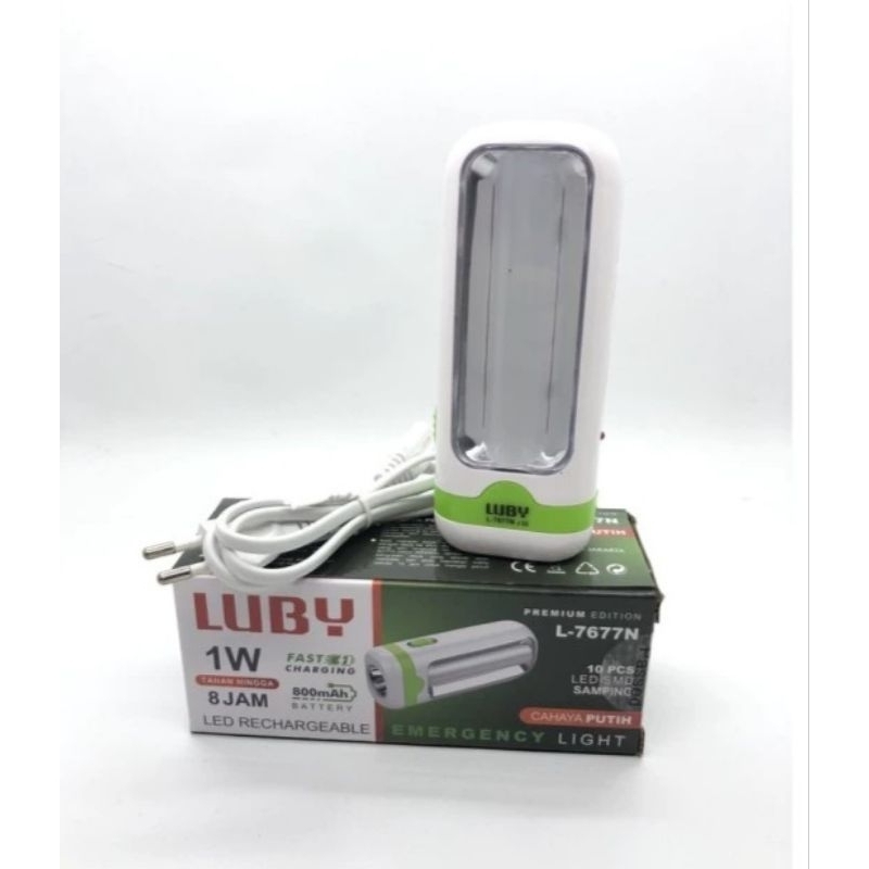 lampu led emergency luby L 7677 N / lampu cas luby / senter cas luby / senter terang