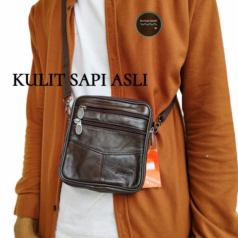 [COD] Tas Selempang Kulit Sapi Asli Jeep #2356