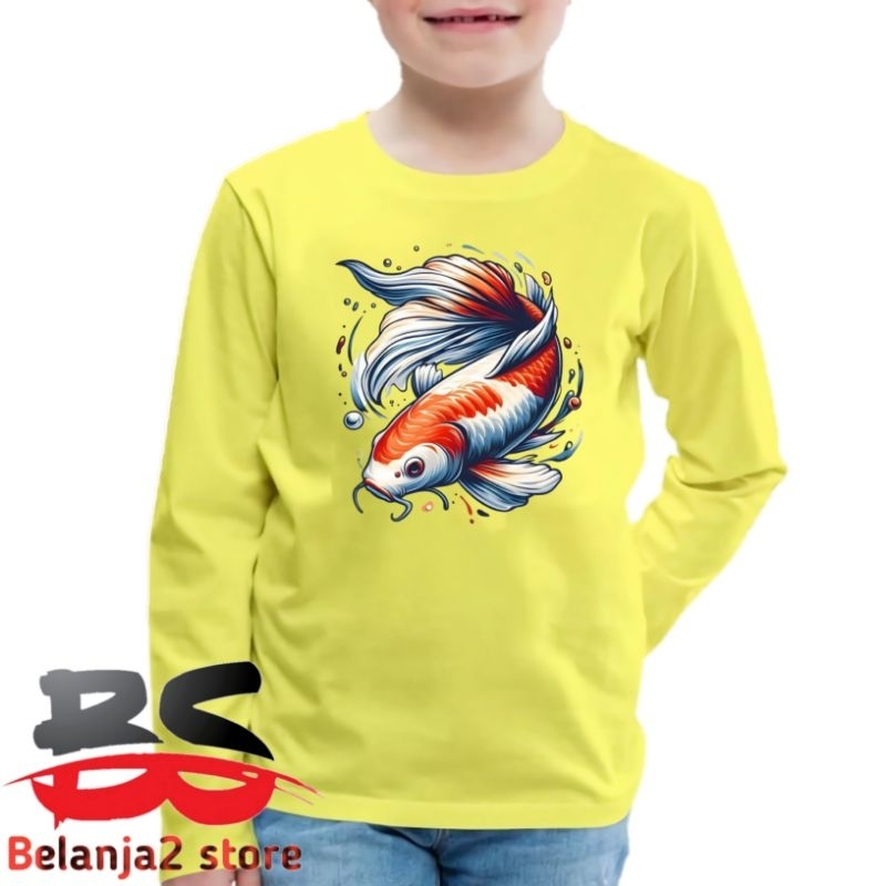 Kaos anak motif Ikan koi atasan anak unisex free nama lengan panjang