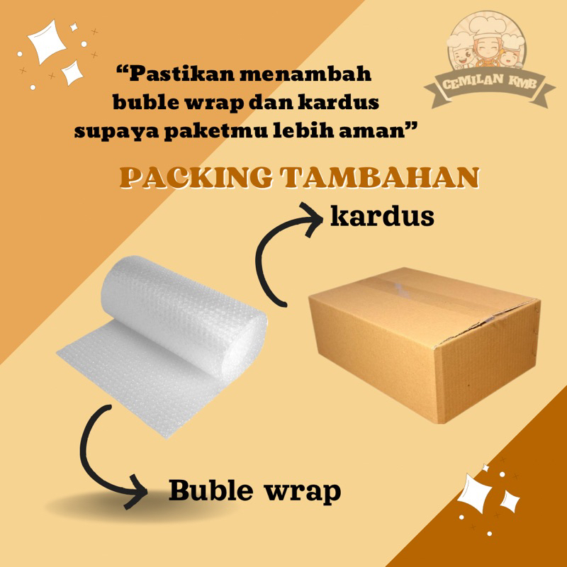 

Tambahan packing buble wrap dan kardus supaya paket lebih aman