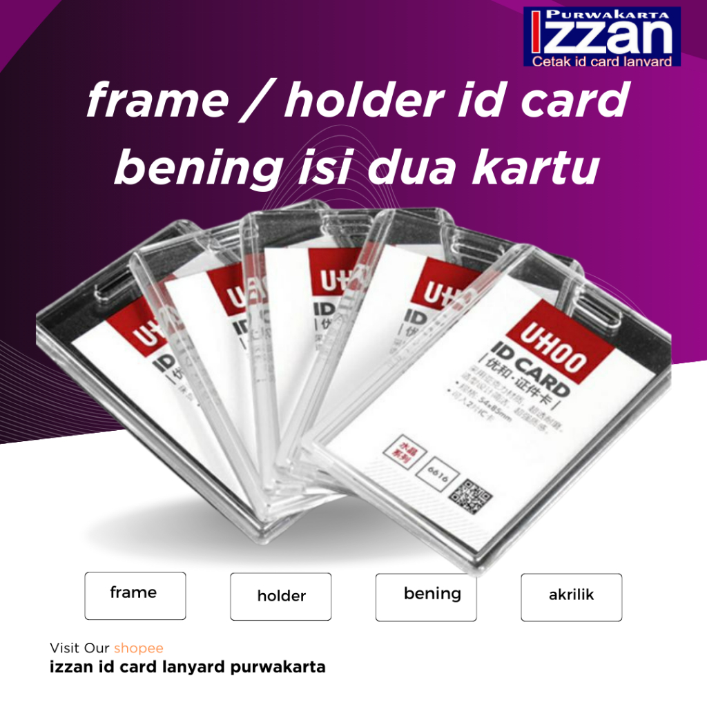 

holder id card bening clear isi 2 kartu wadah idcard dobel bening transparan