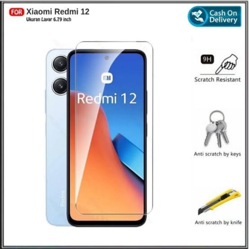 Paket Tempered Glass Xiaomi Redmi 12 Anti Gores Kaca Clear Screen - Redmi 12 Tempered Glass
