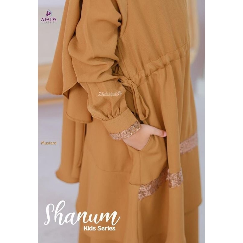 EXCLUSIVE SHANUM KIDS SERIES GAMIS SET HIJAB KHIMAR INSTAN JETBLACK CADAR SYARI SUNNAH AFADA HIJAB