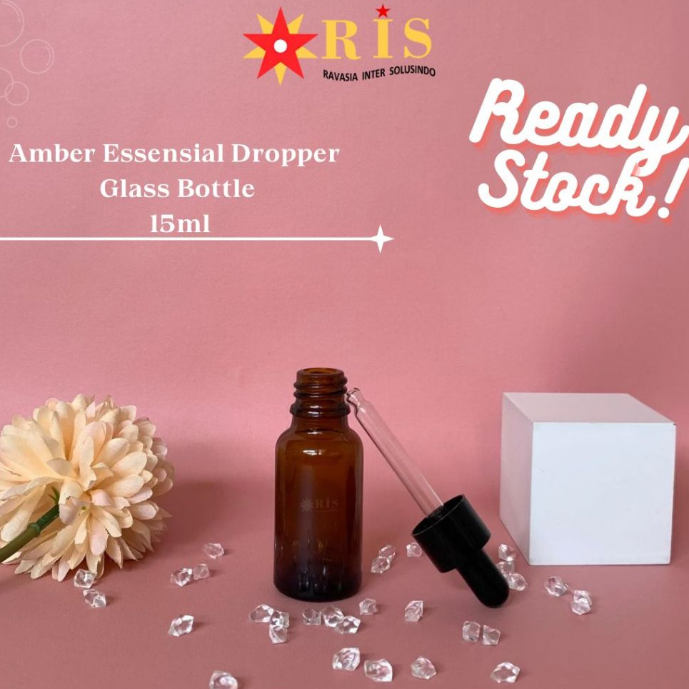 Botol Serum Kaca Pipet 15ML 20ML / Amber Botol Kaca / Botol Serum Kaca Coklat / Botol Essensial Oil