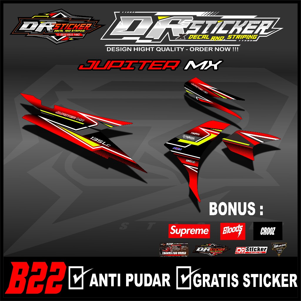 Striping Motor Jupiter MX NEW 135 One Set Kanan Kiri- Sticker New Desain Semifull Racing