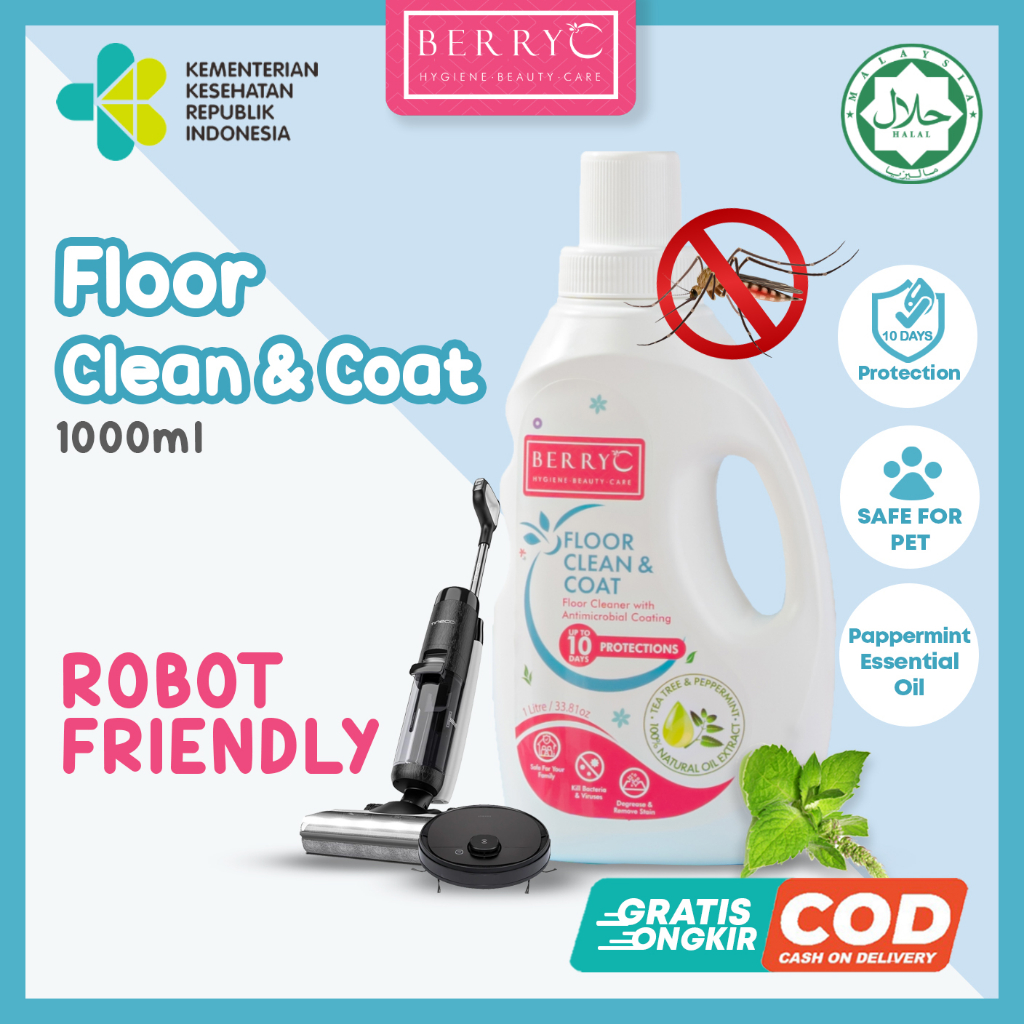 BerryC Floor Cleaner & Coat 1L Cairan Pembersih Lantai Anti Serangga & Kuman Hingga 10 Hari Aman Sem