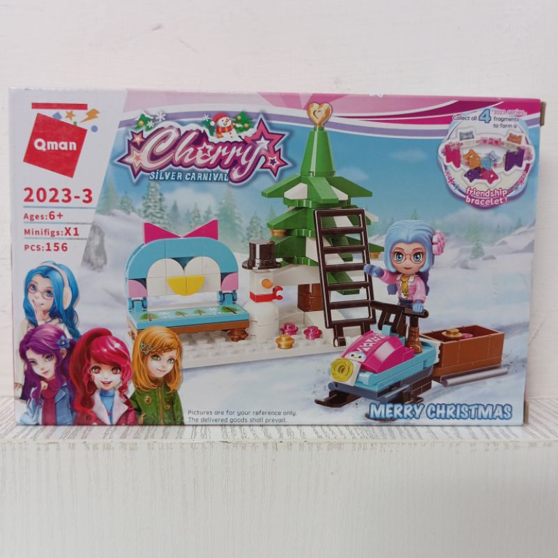 ori original Qman Q-man 2023-3 cherry silver carnival merry christmas edition mainan balok blok seru