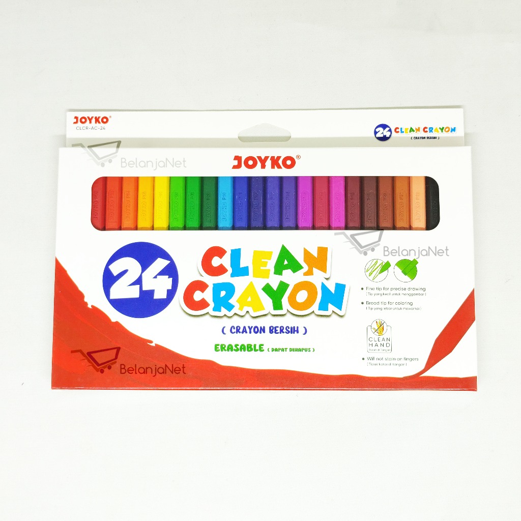 

Krayon Bersih | Clean Crayon Joyko 24 Warna CLCR-AC-24
