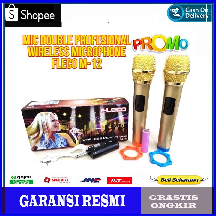 COD Microphone Profesional Wireless Mic Double FLECO M-12//Mic Wireless Double FLECO M 12//MIC KARAO