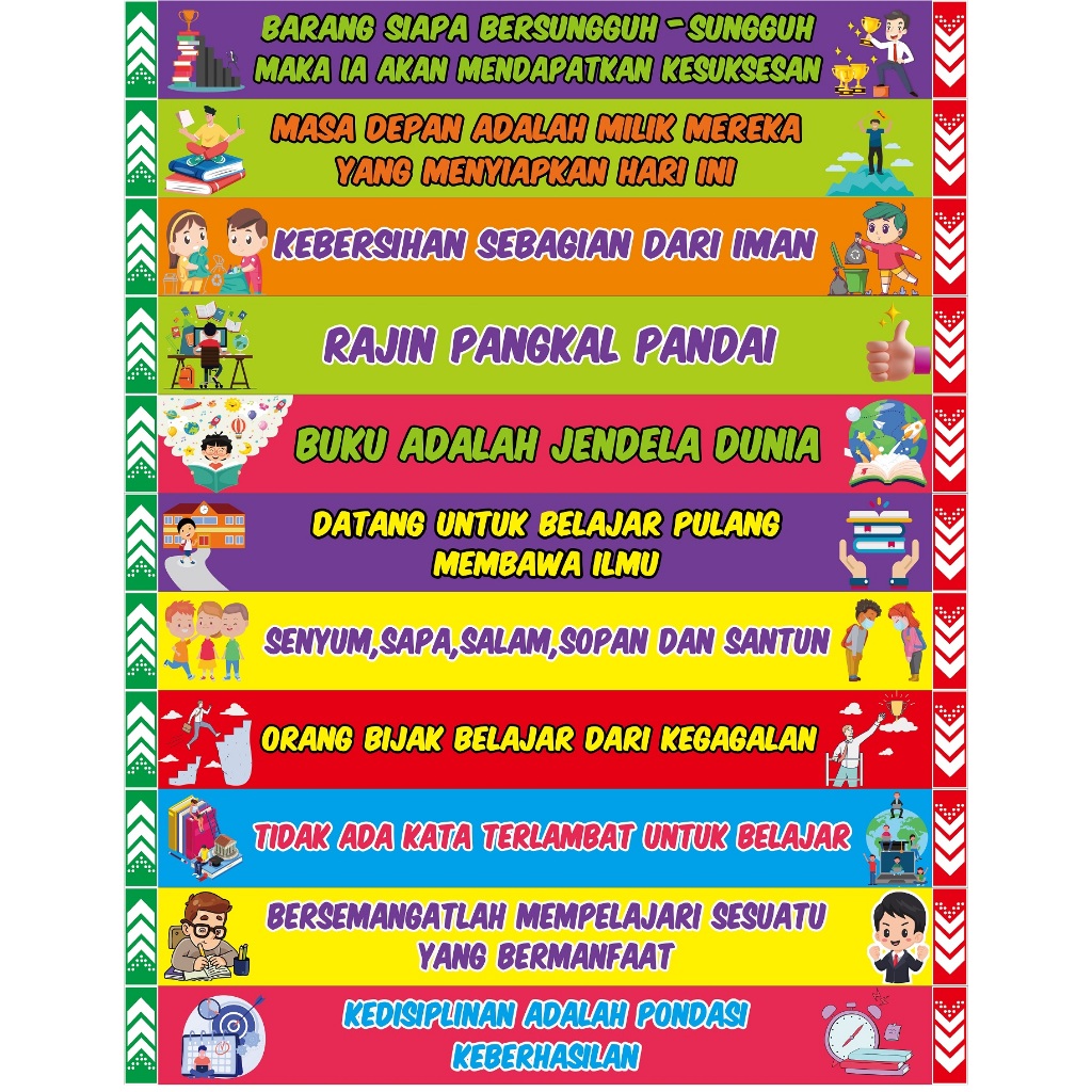 Stiker Tangga Sekolah Kata-Kata Mutiara (Bisa Custom Tulisan) (Panjang 155 cm s.d 185 cm)
